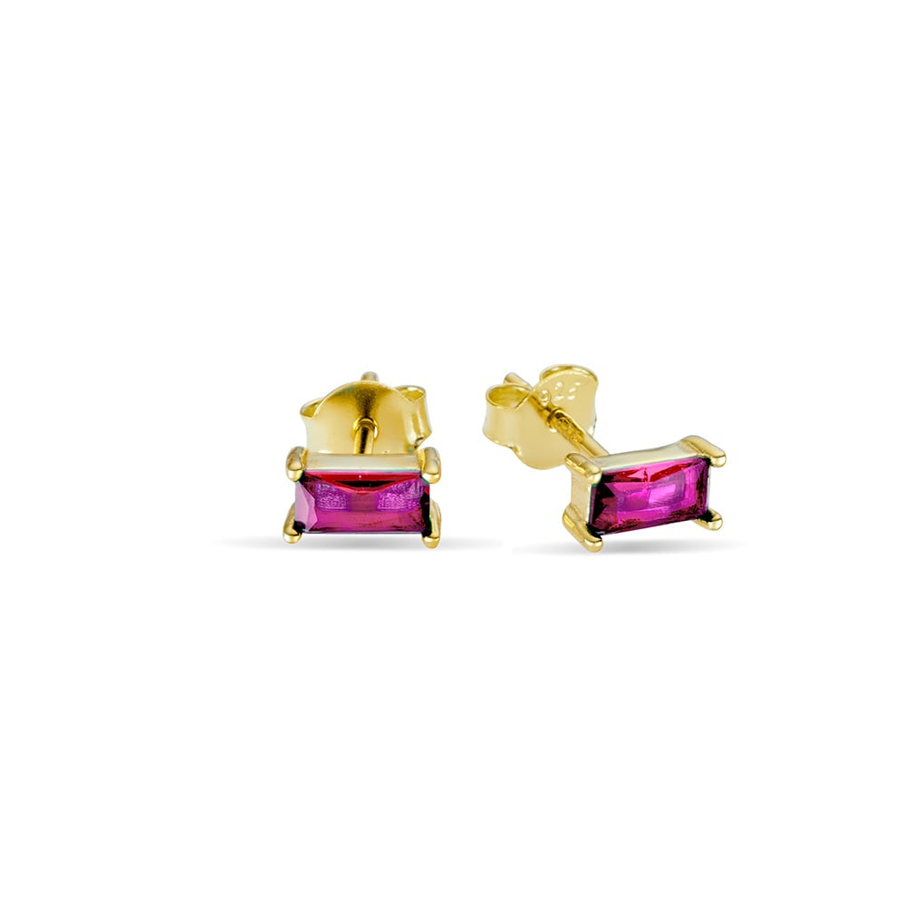 Gold Studs - Ruby Pink