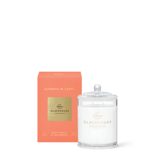 Sunsets In Capri - White Peach & Sea Breeze | 380g Soy Candle