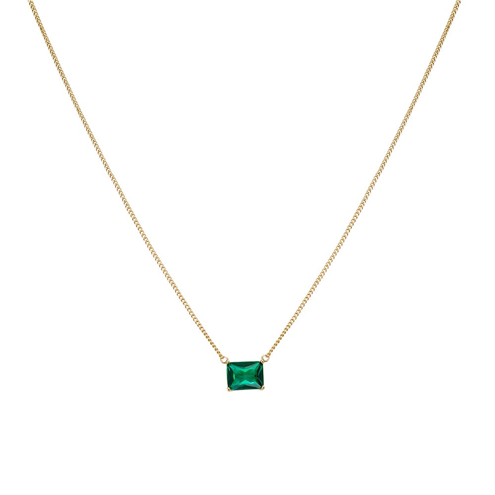 Gold Fine Necklace - Emerald