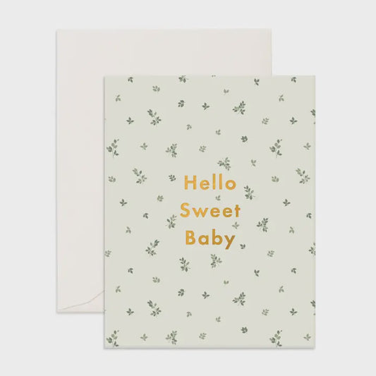 Hello Sweet Baby Broderie Greeting Card