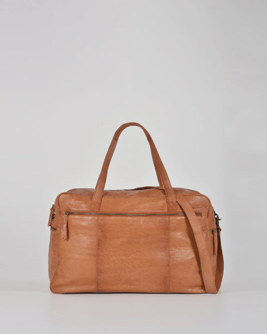 Fleming Leather Weekender Bag - Cognac