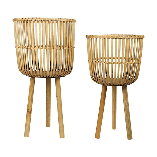 Dean Bamboo Natural Planter Set Of 2