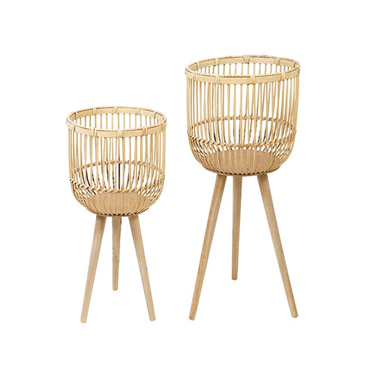 Omeo Bamboo Natural Planter Set Of 2