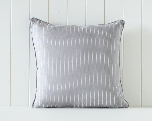 Linen Feather Insert Indoor Cushion - Grey Stripe 50x50