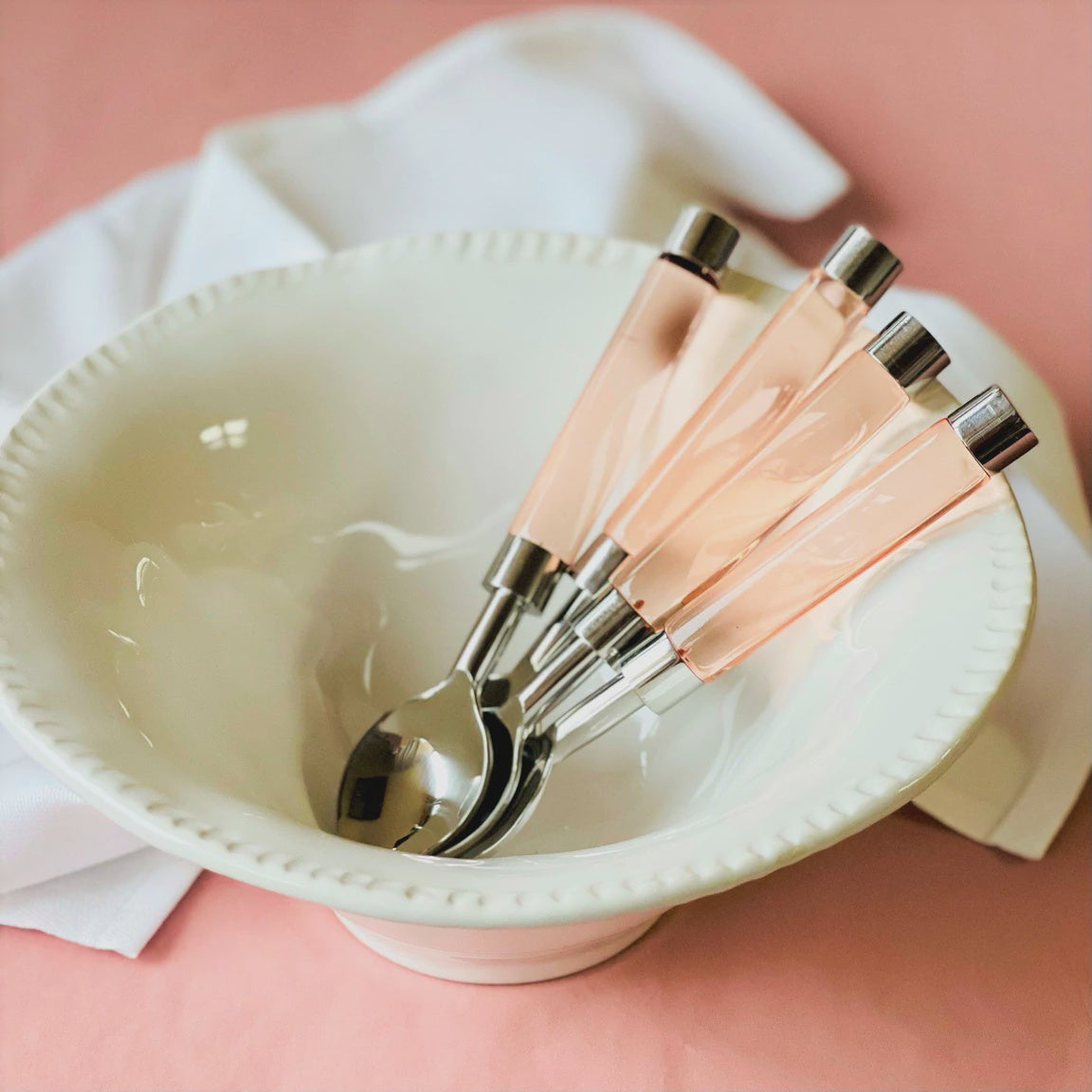 Pink Acrylic Tea Spoon Set of 4